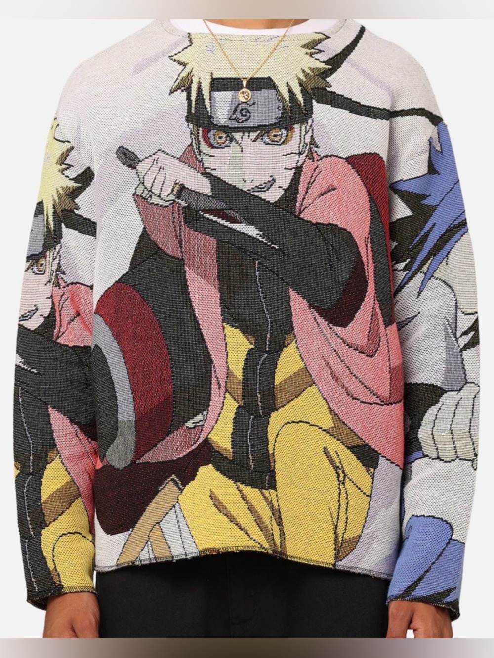 GOAT Crew Naruto Shippuden Tapestry Sweater Mens XL Multicolor Anime‎ Pullover